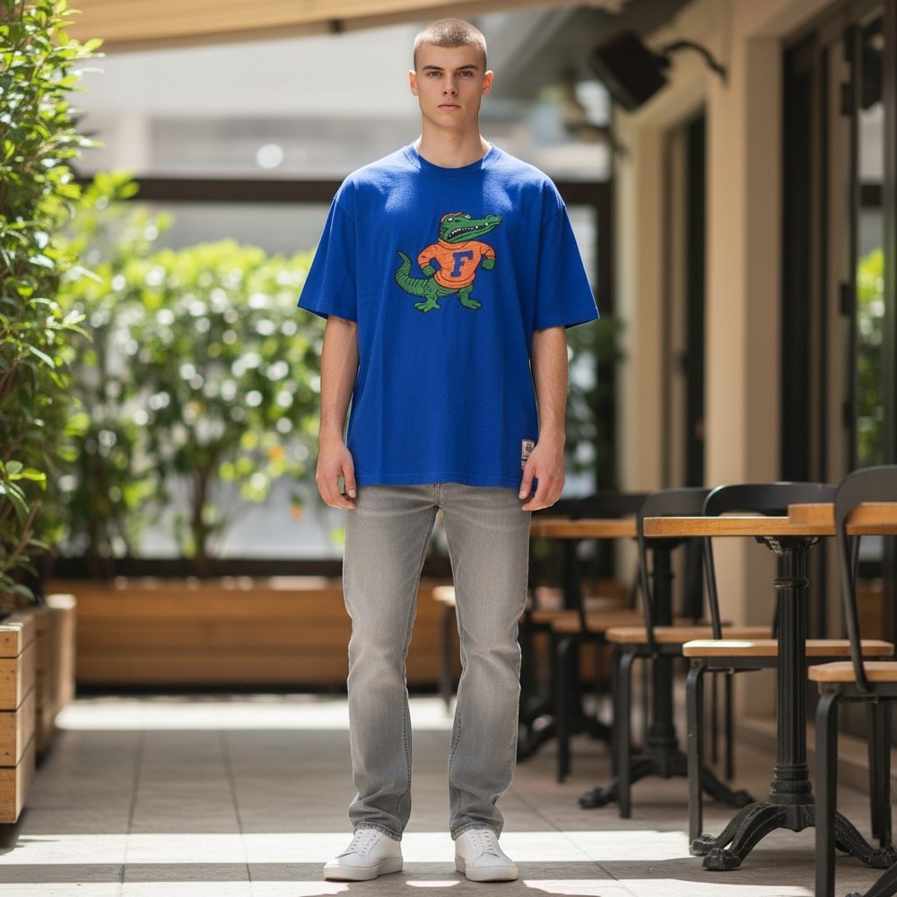 Mitchell & Ness Mens T-Shirt XL Blue Florida Gators College Vault Graphic Tee